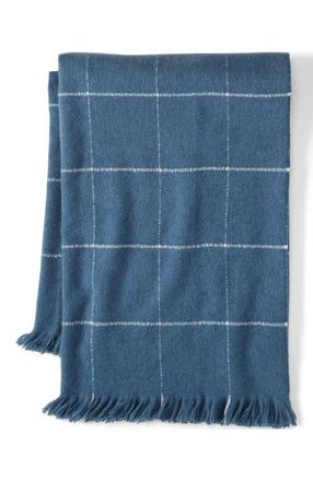 Lands End Heavyweight Cashtouch Throw Blanket in Aegean Coast Windowpane at Nordstrom