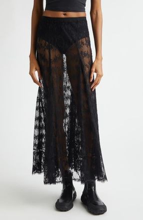 Collina Strada Pamela Sheer Lace Midi Skirt in Black at Nordstrom, Size Medium