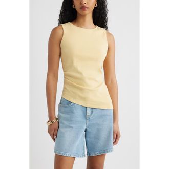 Open Edit Asymmetric Rib Cotton Tank in Yellow Sahara at Nordstrom, Size Xx-Small