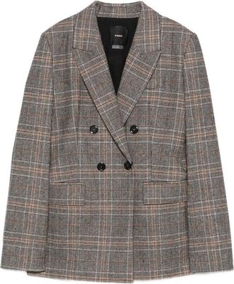 Pinko Double-Breasted Tailored Jacket With Plaid Pattern