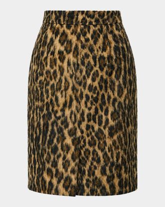 Toccin Noelle Leopard Faux Fur Knee-Length Skirt