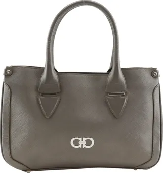 Ferragamo Gray Leather Tote Bag (Pre-Owned)