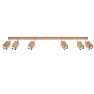 Wonderlamp L&aacute;mpara de techo con 6 focos rectangulares de madera
