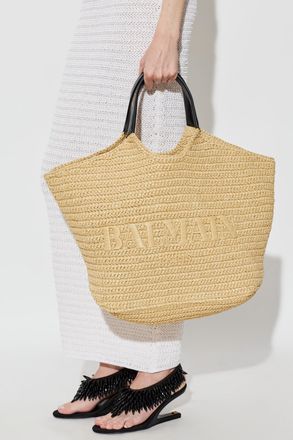 Balmain Bag With Logo, Womens, Beige