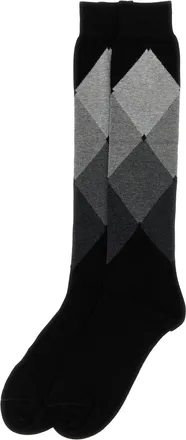 Ballantyne Diamond-Patterned Cotton Socks - Black