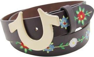 True Religion Horseshoe Buckle Gardenia Leather Belt in Brown at Nordstrom Rack, Size 34