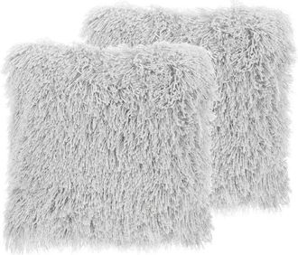 Beliani Set of 2 Decorative Cushions CIDE 45 x 45 cm Light Grey Solid