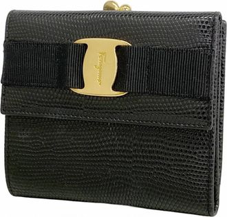 Ferragamo Black Leather Wallet (Bi-Fold) (Pre-Owned)