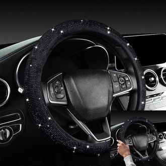OEM Funda Universal Negra Para Manillar Con Decoraci&oacute;n De Diamantes De Imitaci&oacute;n, 36-38 Cm