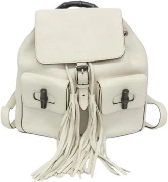 Gucci Pre-owned Bamboo Rugzak - Dames - Vintage Rugzakken - Wit - ONE Size - Leer - Vintage