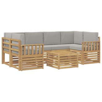vidaXL Conjunto De Sof&aacute;s De Exterior 7 Pcs Blanco Y Gris Claro Vidaxl