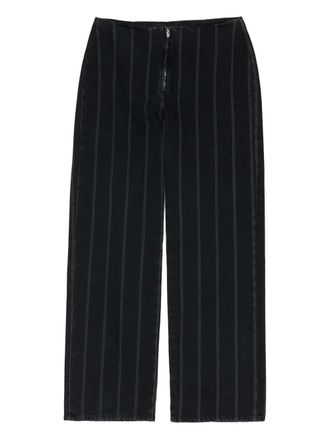 Bimba & Lola pinstripe zip-fly boyfriend jeans - women - Cotton/Recycled Cotton - 36 - Black