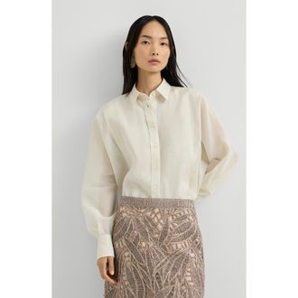 Brunello Cucinelli Linen and cotton organza shirt in Milk at Nordstrom, Size Xx-Large Eu