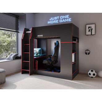 Flair Meridian Gaming High Sleeper with Storage Black & Red | Size: Single