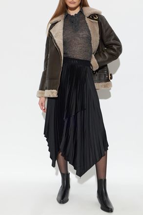 AllSaints Sola Sheepskin Coat, Womens, Brown