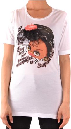 Dsquared2 T-shirt met korte mouwen - Dames - T-shirts - Wit - M - Katoen - Tops