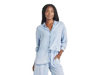 Splendid Bleached Indigo Button Down Womens Clothing Bleached Indigo : LG (Womens 10-12), Lyocell