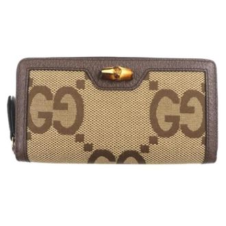 Gucci Pre-owned Bamboo Lange Portemonnee - Heren - Vintage Accessoires - Beige - ONE Size - Bamboe - Vintage