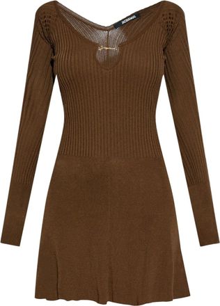 Jacquemus Abito corto La Robe a coste - Marrone