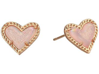 Kendra Scott Ari Heart Stud Womens Earrings Earring Rose Gold/Pink Drusy