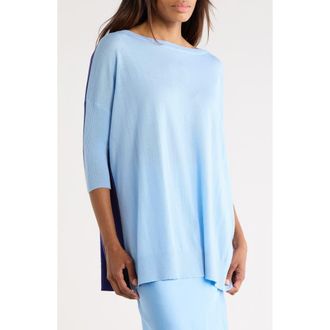 Diane Von F&uuml;rstenberg Diane Wool Tunic Sweater in Misty Blue/Classic Navy at Nordstrom Rack, Size Xx-Small