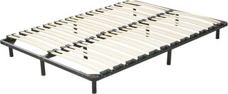 Beliani Somier De L&aacute;minas Independiente 140 X 200 Cm Con Patas Estructura De Metal 48 Listones De Madera Combourg