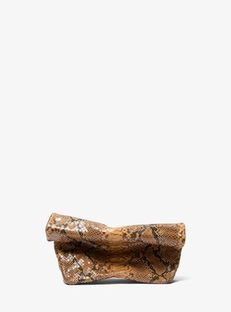 Michael Kors Maggie Snake Embossed Leather Lunch Bag Clutch