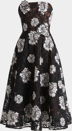 Helsi Cassandra Strapless Floral Lace Midi Dress