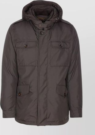 Moorer long sleeve hooded padded jacket with pockets