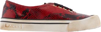 Bally Deep Ruby Lyder Snakeskin-Effect Low-Top Sneakers, Brand Size 42 ( US Size 9 )