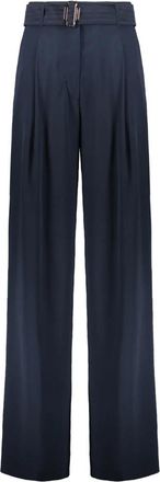 Moorer Wijde broek met hoge taille - Dames - Wijde Broeken - Blauw - L - Polyester - Broeken