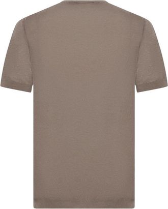 low brand Mens Ribbed Crewneck Sweater Beige Cotton