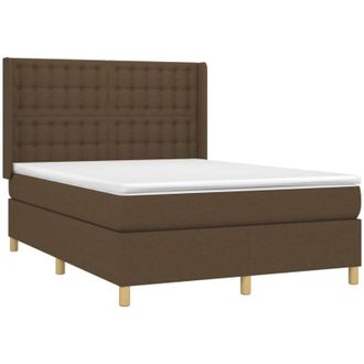 vidaXL Vidaxl - Cama Box Spring Con Colch&oacute;n Tela Marr&oacute;n Oscuro 140x200 Cm