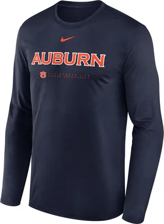 Nike Auburn Courtside Basketball Shootaround Legend Nike Mens Dri-FIT College Long-Sleeve T-Shirt in Blue | 02TJ41SAUN-NK9