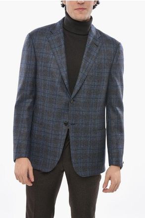 Corneliani Virgin Wool District Check ACADEMY LIGHT 2 Buttons Blazer wi size 58