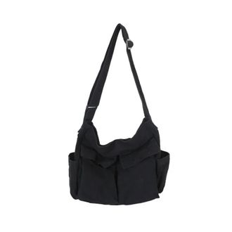 Generic Bags For Women Shoulder Ladies Handbag Solid Large Capacity Casual Canvas Female(Black B)