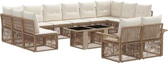 vidaXL Conjunto De Sof&aacute;s De Jard&iacute;n 13 Uds. Beige Y Blanco Crema Vidaxl