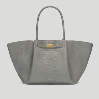 DeMellier The New York in Stone Grey Lizard-Effect Leather Shoulder bag