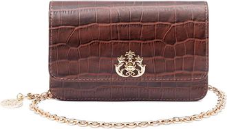 Isla Croc-Embossed Chain Shoulder Bag - Brown