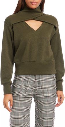 Fifteen Twenty Caly Crossover Cutout Sweatshirt in Olive at Nordstrom, Size Medium