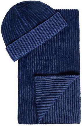 8 by YOOX RECYCLED EXTRAFINE WOOL RIBBED KNIT HAT & SCARF SET
