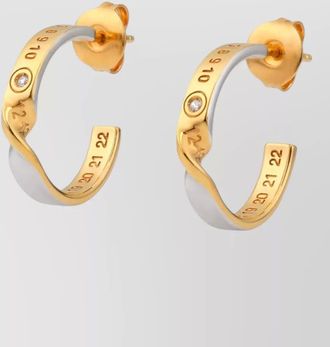 Maison Margiela hoop earrings two tone numeric diamond