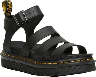 Dr. Martens Blaire Hydro Leather Platform Strap Sandalen - Dames - Sandalen - Zwart - 40 EU - Leer - Schoenen