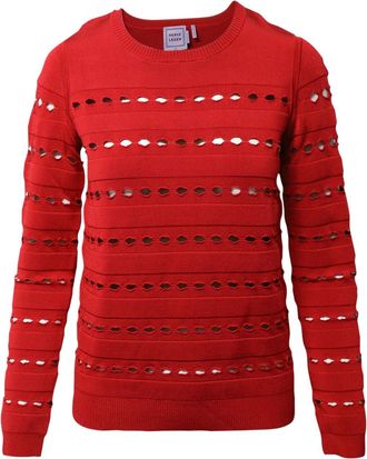 Hérve Léger Stretch-Knit Bandage Pullover in Red Rayon
