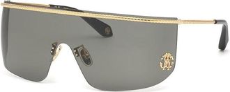 Roberto Cavalli Sunglasses Shield Rimless, Shiny Rose Gold Frame And Grey Lens Src012M0300
