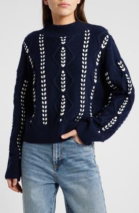 Rails Tori Ribbon Stitch Cable Knit Sweater in Midnight at Nordstrom Rack, Size Small