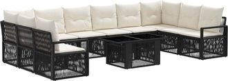 vidaXL Conjunto De Sof&aacute;s De Jard&iacute;n 11 Uds. Negro Y Blanco Crema Vidaxl
