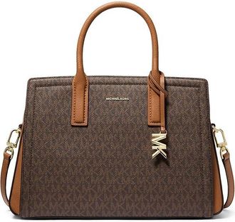 Michael Kors Laila Medium Satchel Satchel Womens Handbags Brown/Acorn, Leather