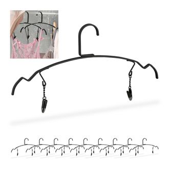 Relaxdays Set Da 40 Grucce, Stampelle Con 2 Clip Per Lingerie, Appendini Per Indumenti Intimi Femminili, L: 33 Cm, Nero