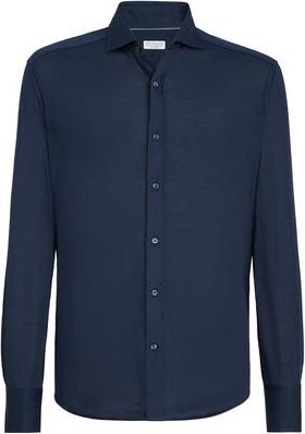 Brunello Cucinelli Spread collar shirt in Azure at Nordstrom, Size Xxx-Large Eu